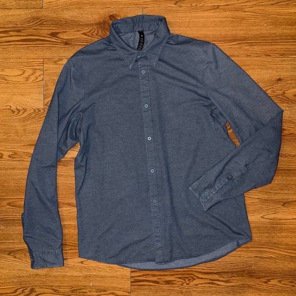 Lululemon Commission Long Sleeve Shirt River Blue Enzyme Dye - Picture 2 of 8